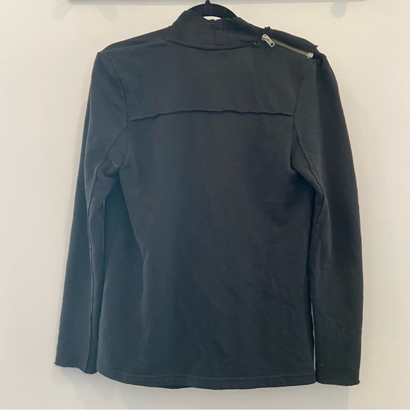 NORDSTROM | STEM Crossover Wrap Drape Cardigan Zippered Jacket Black XS - Picture 4 of 6